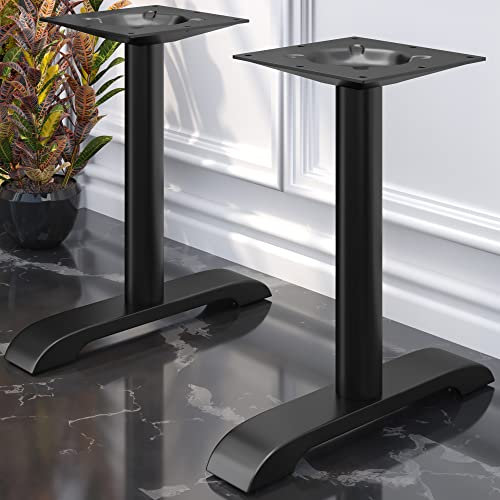 GGMMÖBEL SAN.Diego | Doppel Tischgestell | Alu Schwarz | 2 Fuß: 56 x 8 cm | Säule: 7,6 x 72 cm | Schwarz | Fuß: 56 x 8 cm | Rohr: Ø7,6 cm | Gesamthöhe: 72 cm | max: 120 x 70 cm Tischplatte