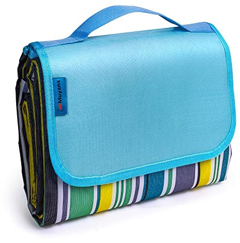 Manta de pícnic XXL 200 x 200 cm, Manta de pícnic Impermeable Plegable y Lavable con asa para jardín, Picnic, Playa, Camping