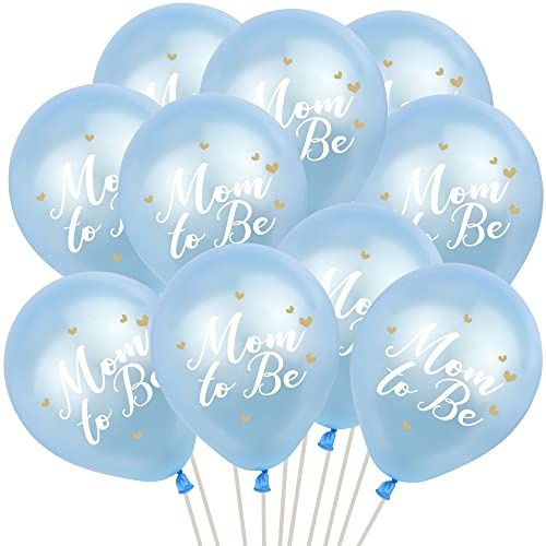 Oblique Unique® Luftballon Set Mum to Be Deko Ballons für Baby Shower Baby Party eines Mädchen oder Jungen Feier zur Geburt Rosa Blau (Blau)