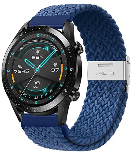 Kompatibel mit Huawei Watch GT Armband, 22mm Elastisches Nylon Stoff Band für Huawei Watch GT 4 46mm/GT5 46mm/GT3/GT3 Pro 46mm/GT2 46mm/GT2 Pro/GT 2e/GT Fashion/Sport/Active/Classic 46mm/GT Runner