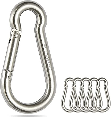 sprookber Karabiner schlüsselanhänger, karabinerhaken Edelstahl karabiner für Camping, Angeln, 6 Stück