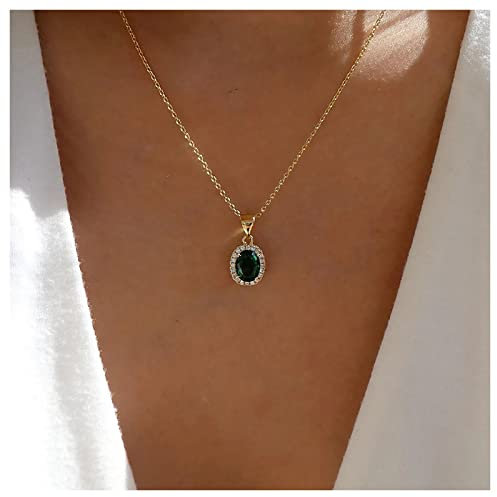 Inilbran Boho Grüner Smaragd Halskette Choker Grüner Kristall Halskette Choker Vintage Smaragd Edelstein Halskette Vintage Strass Smaragd Anhänger Halskette Schmuck Für Frauen Und Mädchen