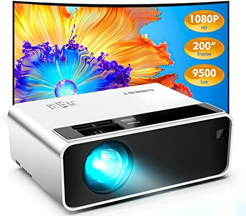 Cibest Mini Projector,CiBest Full HD 1080P Projector Outdoor,2023 Upgraded 9500L Full HD Portable Projector,Small Home Movie Projector 200'' Supported,Compatible w/ PS4,PC via HDMI,VGA,AV,& USB