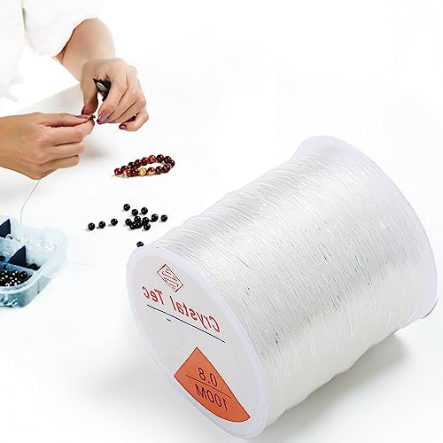Gummiband für Armbänder,0,8 mm 100m Elastisches Band für Armbänder Transparente Perlen Faden Armbänder Dünnes Gummiband Schmuckfaden Selber Machen Band Band Perlen für Armbänder Reißfest Perlenschmuck