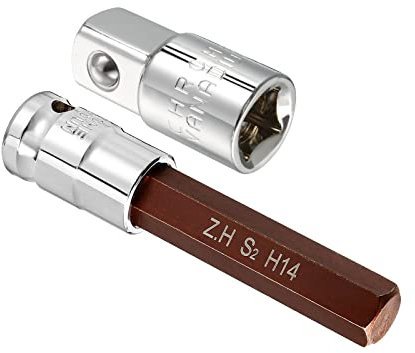 uxcell 3/8 Drive (F) x 1/2 Inch (M) Socket Adapter Female to Male,1/2 Drive x H14 (14mm) Hex Bit Socket,1 Set(2pcs)