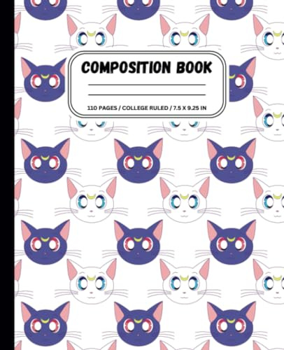 Composition Notebook: Sailor Cat - 7.5” x 9.25” 110 Page College Ruled for Teens, Students & Office