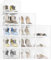 JOISCOPE Schuhaufbewahrungsboxen, 12 Stück durchsichtige & stapelbare Kunststoff-Schuhboxen mit magnetischer Tür, Trainer-Aufbewahrung mit Deckel für Damen/Herren, Transparentes Weiß