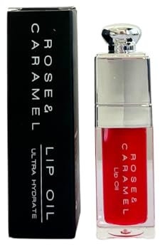 Rose & Caramel Lip Oil, Hydrating, Fruit Flavoured, Tinted, Non Sticky, Long Lasting Lip Gloss (Pomegranate)