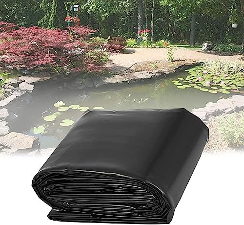 FDSGEEE Schwarze HDPE-Teichfolie, flexible und undurchlässige Teichauskleidung, ideal für Koi- und Fischteiche, Springbrunnen und Bachläufe (Größe: 1,2 x 2,1 m, Farbe: 0,4 mm)