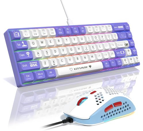 MAMBASNAKE AJAZZ AK680 Mechanical Keyboard, 68 Key 60 Percent Hot Swappable Gaming Keyboard + 6 Adjustable DPI 6400 Gaming Mouse with 6 RGB Light, for PC/Mac/Laptop Gamer (Blue Clicky Switch)