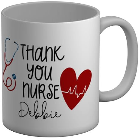 Shopagift Personalised Thank You Nurse Mug Appreciation for Caregiving White 11oz Large Ceramic Cup