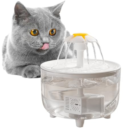 Cat Water Fountain, Ultra Silent Cat Water Fountain for Drinking, Automatic Pet Fountain, Auto Filter Electric Pet Drinking Dispenser 1200ml - USB, for Cats and Small Dogs (Clear, One Size)