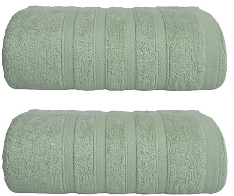 2-Stück Saunatücher Antiallergische & Extraweiche Frottee Saunahandtuch 50% Baumwolle 50% Bambus, Öko-Tex Standard Zertifizierte Premium Qualität 450g/m² -Eukalyptus, Saunatuch 70 x 200 cm