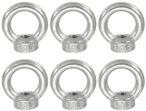PATIKIL Ringmutter Ösenmutter M6, 6 Stück 304 Edelstahl Ringmuttern Ringösen Augenmuttern Ringschrauben Gewinde Muttern Befestigung Schulter Metrischer Ring für Marine