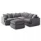 Kingsize Jumbo Cord Corner Sofa Set + Footstool, Grey (Corner + Footstool)