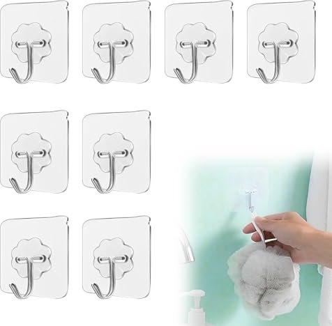 MEXRUMI 8 Piezas Gancho Pegajoso Ganchos Adhesivos Para Colgar Perchas Adhesivas Fuertes Ganchos Cocina Colgadores Adhesivos Gancho Pared Adhesivo Para Colgar Llaveros Abrigos Toallas Bufandas Etc