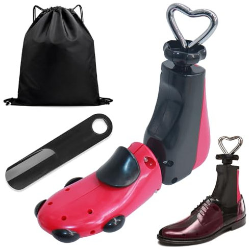 SuQurtom Shoe Stretcher Men Women, 4-Way Shoe Tree Expander Stretch Width & Length, Adjustable Boot Stretchers for Women and Men Wide Feet (Red)