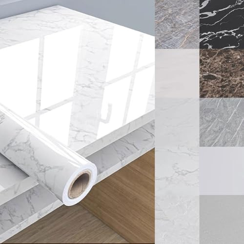 Eiauiuo Tischdecke Marmor Tischfolie Klebefolie PVC Möbelfolie Selbstklebend Tapete für Wand Wasserdicht Klebefolie DIY Deko Folie Tischschutz Folie für Fensterbänke Couchtisch Esstisch Küchen Schrank