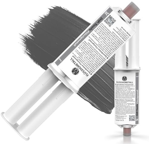 DIP-Tools - Pegamento de 25 ml de metal líquido de 2 componentes, extra fuerte, adhesivo de resina epoxi 2 K, de dos componentes, resistente al agua, para metales, madera, plásticos, piedra y más (2 x