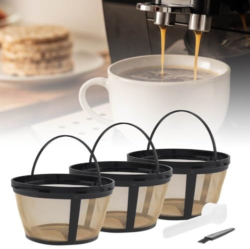 Coffee Filter Baskets 3PC, Reusable Coffee Filters Baskets 8-12 Cups Replacement Coffee Filters for Mr. Coffee and Black & Decker Coffee Makers and Brewers, Fit Most 8-12 Cups Basket Coffee Machine