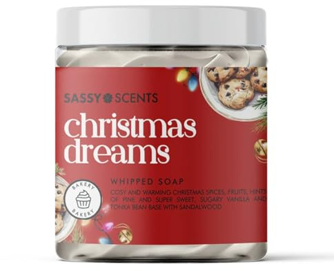 Sassy Shop Bath - Whipped Soap, Christmas Dreams - Cleanse and Nourish the Skin, With an Uplifting Fragrance - Gentle and Suitable for all Skin Types - Vegan Friendly - 115g