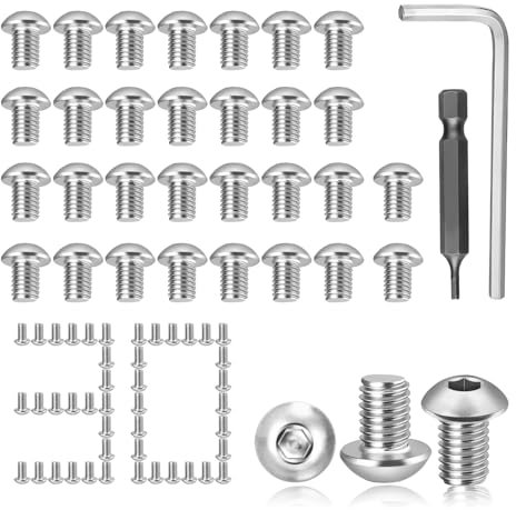 30 Piezas Tornillo m6*12 mm Tornillos Hexagonales de Cabeza Redonda con Arandelas Tornillos de Cabeza Alomada m6 Tornillos Acero Inoxidable Tornillos Allen Rosca Completa con Llave Allen y Broca