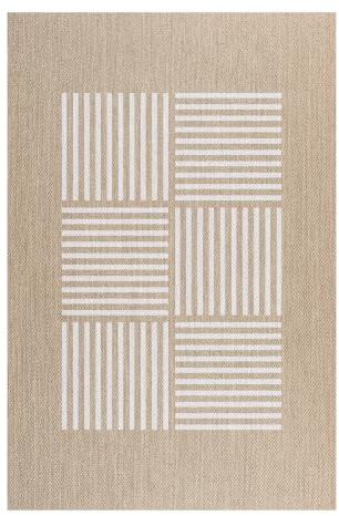 Vinyl Teppich Premium Qualität Innen und Außen Hochwertig Linien 60x200 cm | Rutschfest abwaschbar wasserfest extra flach PVC Teppich für Küche Läufer Wohnzimmer Outdoor Flur Terrasse Bad STORESDECO