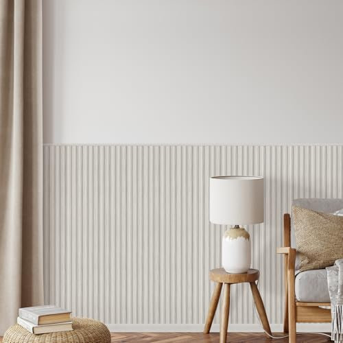 REESE Wandpaneele Eiche Weiß | Mittelleiste 125 cm | Deckenpaneele | Wandverkleidung | kein Bohren | MDF