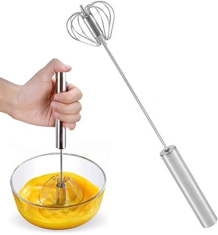 Halbautomatischer Schneebesen - Einfacher Automatischer Schneebesen, Schneebesen Edelstahl, Handrührgerät, Küchengerät Quirl zum Aufschäumen Mischen Schlagen und Rühren für Küche
