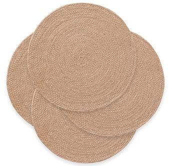 Tischsets, rund, Jute, natürlich, handgefertigt, 25 x 25 cm, 4 Stück