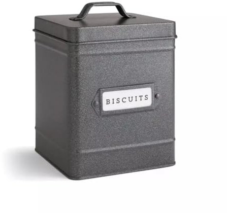 Industrial Biscuit Tin Air tight lid,biscuits cookies sweet jar, Square kitchen storage canister,Grey