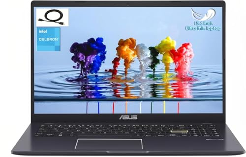 ASUS E510 Ultra Thin 180° Hinge Laptop, 15.6 HD Display, Intel Celeron N4020, 4GB RAM, 256GB PCle SSD, Bluetooth, HDMI, Windows 10 Home, Star Black