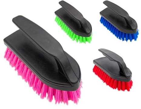 MIKONI Scheuerbürste 4 x Schmutzbürste mit griff Wurzelbürste Kunststoffborsten Waschbürste Putzbürste Waschbürste Groß 14,5 x 5,5 cm Spülbürste Felgenbürste Reinigungsbürsten Scheuerbürste