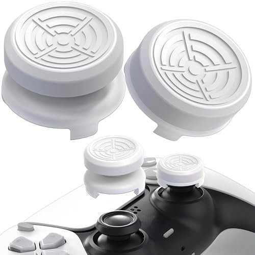 STAY GENT Grip Joystick pour PS5 - FPS Capuchons Joystick pour PS5 & PS4 Accessoires Manette Thumbsticks Grips Controller Thumb Silicone Caps à Aide avec Viser, Réduire Pouce Fatigue, Blanc 2 pièces
