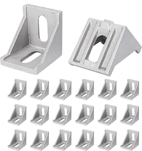 Xkzhrr 20 Stück40x40 Aluprofil, rostfest Stabil für 3D‑Drucker Alu Profil | Eckverbinder, Befestigungswinkel, rechtwinklig, Halterung