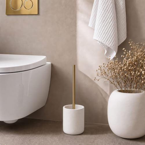 Douceur d'Intérieur, WC-Bürste (Ø 10,2 x 36,5 cm) Aquamarbre Weiß/Gold, Polyresin, einfarbig