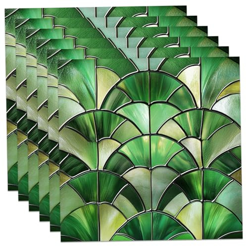 6pcs Stained Glass Window Film Sun Blocking Privacy Static Decorative Stickers for Bathroom Kitchen Home Office