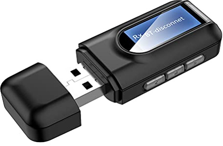 Operitacx Kabelloser Audio Transmitter und Receiver mit LCD Display Aux Jack USB Dongle Funkadapter für Auto PC Tv Kompatibel mit Smartphones und Stereoanlagen
