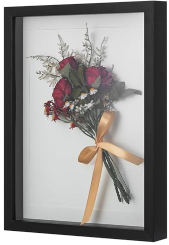 Walasis 3d Bilderrahmen Zum Befüllen 3cm Tiefer Holz Rahmen 30x40 Schwarz | Objektrahmen Schaukasten für Brautstrauß, Fotos und Collagen