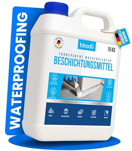 BIBODU® Transparenter Wasserdichter Beschichtungsmittel 10 KG | Dichtmasse Wasserdicht Hochwertig | Flüssigkunststoff für Terrassen, Dächer, Außenbereiche, Innenbereiche, Küchen