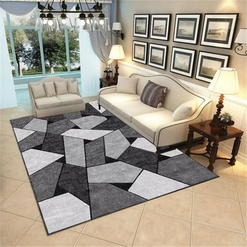 WBDYMX Tappeto Da Salotto Cameretta Bimbo bambini morbido geometrico moderno. Grigio. 80x160CM bimbi cucina antiscivolo lavabile