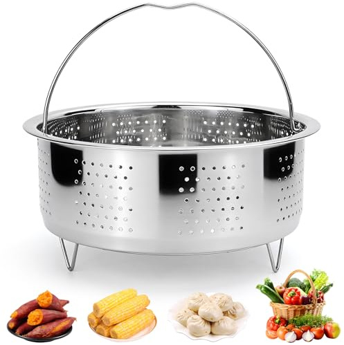 BINYI Dampfgarer Einsatz Edelstahl 304 Dämpfeinsatz für Topf Dünsteinsatz 20 cm Dampfkocher Dampftopf Siebeinsatz für Töpfe Dampfkorb Schnellkochtopf Dünsten von Gemüse Früchte Eier