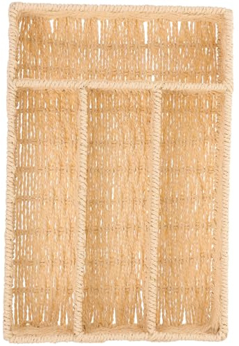 SUPVOX Organisateur de Couverts Cuisine Étroit en Papier, Panier Séparateur | Rangement Couverts Tiroir la Cuisine, Plateau à Couverts Étroit, Boîte de Vaisselle Beige