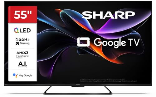 SHARP 55HR7265E - 55 Zoll 4K 144Hz QLED Gaming TVâ„¢ mit Google TV & VRR