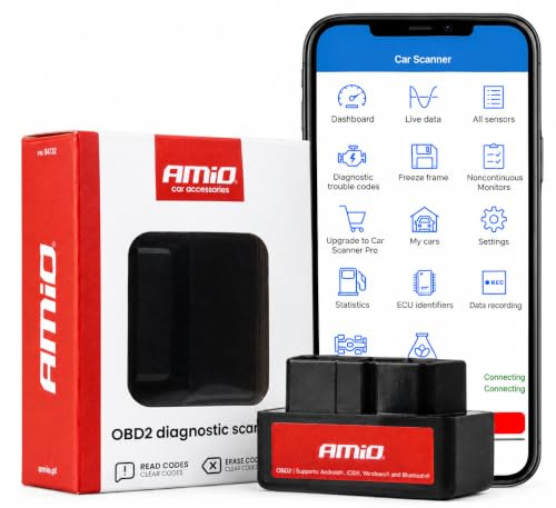 AMiO 04732 Eigendiagnose-Gerät mit OBD-Stecker schwarz/rot
