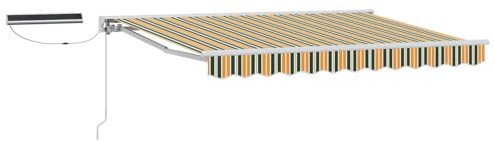 vidaXL Elektrische ausziehbare Markise Grün und Gelb 3,5 x 2,5 m, Verstellbarer Markisen-Schutz, modernes rechteckiges elektrisches Dach, zuverlässige Schattenlösung für Terrassen