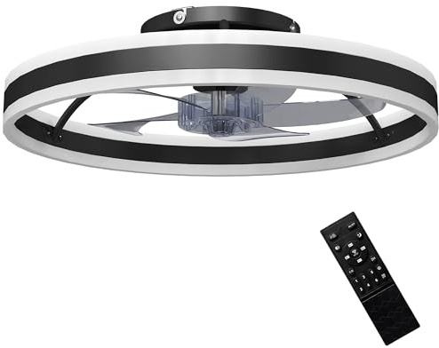 HOMCOM Ventilador de Techo con Luz LED Motor DC Reversible Ø50 cm Negro