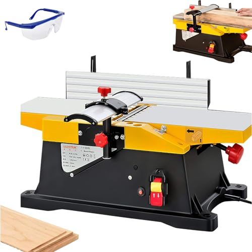 Raboteuse à bois électrique de table 1800 W, 12 000 tr/min, menuiserie multifonctionnelle, profondeur de coupe réglable, pour raboteuse d'épaisseur de coupe du bois