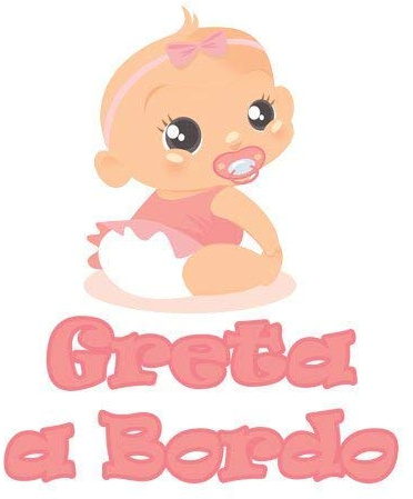 Aufkleber Baby-Mädchen an Bord - Greta - Personalized Name 12 cm - Frauen - Stickers Auto Externe Vinyl Glossy