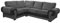 Big Corner Sofa Suite 3+2 Armchair Jumbo Cord Black And Grey (Left Hand Corner)